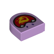 Visuel indicatif Rebrickable de Tuile ronde 1 x 1 demi-cercle avec visage, bouche ouverte avec motif imprimé flammes (Tile Round 1 x 1 Half Circle with Face, Open Mouth with Flames Print)