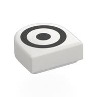 Visuel indicatif Rebrickable de Tuile ronde 1 x 1 demi-cercle avec motif imprimé cercle noir, point (cible) (Tile Round 1 x 1 Half Circle with Black Circle, Dot (Target) Print)