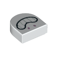 Visuel indicatif Rebrickable de Tuile ronde 1 x 1 demi-cercle avec visage, grandes dents sourire motif imprimé (Tile Round 1 x 1 Half Circle with Face, Big Teeth Smile Print)
