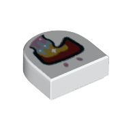 Visuel indicatif Rebrickable de Tuile ronde 1 x 1 demi-cercle avec visage, motif imprimé de vomi arc-en-ciel multicolore (Tile Round 1 x 1 Half Circle with Face, Multi-Color Rainbow Vomit Print)