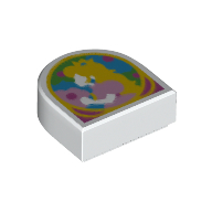 Visuel indicatif Rebrickable de Tuile ronde 1 x 1 demi-cercle avec motif imprimé Princes Peach (Tile Round 1 x 1 Half Circle with Princes Peach Print)