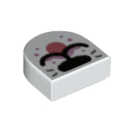 Visuel indicatif Rebrickable de Tuile ronde 1 x 1 demi-cercle avec museau animal, motif imprimé de langue de corail (Tile Round 1 x 1 Half Circle with Animal Snout, Coral Tongue Print)