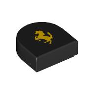 Visuel indicatif Rebrickable de Tuile ronde 1 x 1 demi-cercle avec motif imprimé logo Ferrari jaune (Tile Round 1 x 1 Half Circle with Yellow Ferrari Logo Print)