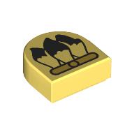 Visuel indicatif Rebrickable de Tuile ronde 1 x 1 demi-cercle avec motif imprimé plumes (Tile Round 1 x 1 Half Circle with Feathers Print)