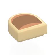 Visuel indicatif Rebrickable de Tuile ronde 1 x 1 demi-cercle avec clou nougat moyen, Nougat Côtés motif imprimé (Tile Round 1 x 1 Half Circle with Medium Nougat Nail, Nougat Sides Print)