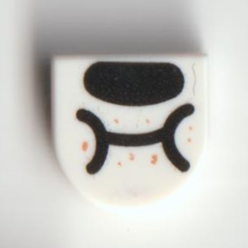 Visuel indicatif Rebrickable de Tuile ronde 1 x 1 demi-cercle avec museau, miettes motif imprimé (Tile Round 1 x 1 Half Circle with Snout, Crumbs Print)