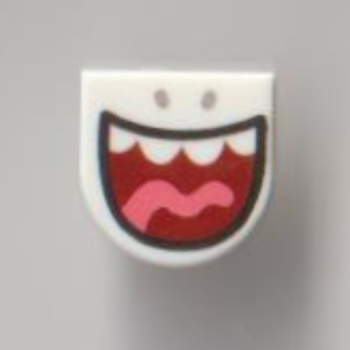 Visuel indicatif Rebrickable de Tuile ronde 1 x 1 demi-cercle avec grande bouche ouverte, dents, motif imprimé langue (Tile Round 1 x 1 Half Circle with Big Open Mouth, Teeth, Tongue Print)