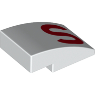 Visuel indicatif Rebrickable de Brique courbée 3 x 2 Non tenons avec motif imprimé rouge 'S' (Brick Curved 3 x 2 No Studs with Red 'S' Print)