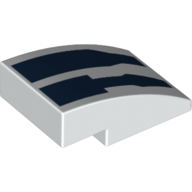 Visuel indicatif Rebrickable de Brique courbée 3 x 2 sans tenons avec des rayures bleu foncé, décoration droïde (Brick Curved 3 x 2 No Studs with Dark Blue Stripes, Droid Decoration)