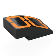 Visuel indicatif Rebrickable de Brique courbée 3 x 2 Non tenons avec motif imprimé numérique orange '00' (Brick Curved 3 x 2 No Studs with Digital Orange '00' Print)