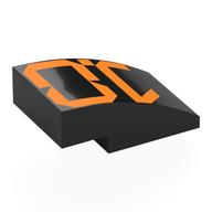 Visuel indicatif Rebrickable de Brique courbée 3 x 2 sans tenons avec motif imprimé numérique orange '1.0' (Brick Curved 3 x 2 No Studs with Digital Orange '1.0' Print)