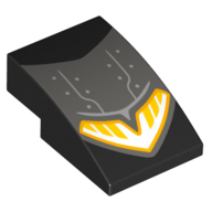 Visuel indicatif Rebrickable de Brique courbée 3 x 2 Non tenons avec Placage Gris Foncé, Motif imprimé phare (Brick Curved 3 x 2 No Studs with Dark Bluish Grey Plating, Headlight Print)