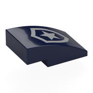 Visuel indicatif Rebrickable de Brique courbée 3 x 2 Non tenons avec badge de police en argent imprimé (Brick Curved 3 x 2 No Studs with Silver Police Badge Print)