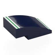 Visuel indicatif Rebrickable de Brique courbée 3 x 2 Non tenons avec motif imprimé blanc/vert/blanc (Brick Curved 3 x 2 No Studs with White/Green/White Stripes Print)