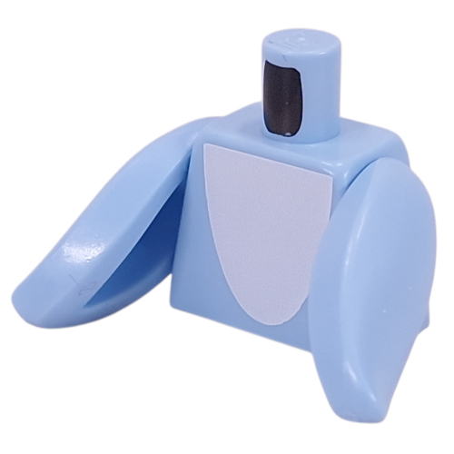 Torse, dauphin, ventre blanc imprimé, bras nageoires bleu clair vif (Torso, Dolphin, White Belly Print, Bright Light Blue Fin Arms)
