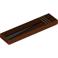 Visuel indicatif Rebrickable de Tuile 1 x 4 avec rayures beige, triangle gris bleuté foncé, contours noirs épais motif imprimé (Rey) (Tile 1 x 4 with Tan Stripes, Dark Bluish Gray Triangle, Thick Black Outlines Print (Rey))