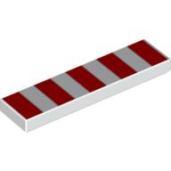 Visuel indicatif Rebrickable de Tuile 1 x 4 avec 5 bandes rouges imprimé (Tile 1 x 4 with 5 Red Stripes Print)
