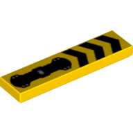 Visuel indicatif Rebrickable de Tuile 1 x 4 avec 3 Chevrons noirs et Tuyau argenté imprimé (Tile 1 x 4 with 3 Black Chevrons and Silver Hose Print)