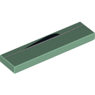 Tuile 1 x 4 avec ligne blanche avec motif imprimé bord courbe noir (Tile 1 x 4 with White Line with Black Curved Border Print)