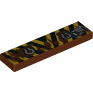 Tuile 1 x 4 avec motif imprimé à rayures noires et jaunes et manilles de remorquage (Tile 1 x 4 with Black and Yellow Stripes and Tow Shackles Print)