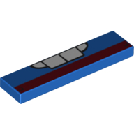 Tuile 1 x 4 avec dents et motif imprimé à rayures rouge foncé (9479) (Tile 1 x 4 with Teeth and Dark Red Stripe Print (9479))
