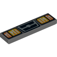 Visuel indicatif Rebrickable de Tuile 1 x 4 avec phares carrés de véhicule, indicateurs et motif imprimé Grill (Tile 1 x 4 with Vehicle Square Headlights, Indicators and Grill Print)
