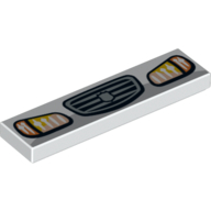 Visuel indicatif Rebrickable de Tuile 1 x 4 avec phares inclinés, indicateurs et motif imprimé Grill (Tile 1 x 4 with Vehicle Angled Headlights, Indicators and Grill Print)