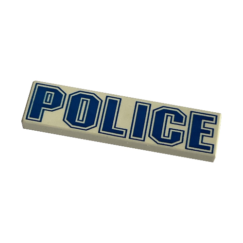 Visuel indicatif Rebrickable de Tuile 1 x 4 avec motif imprimé contour bleu 'POLICE' (Tile 1 x 4 with 'POLICE' Blue Outline Print)