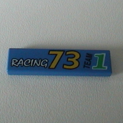 Visuel indicatif Rebrickable de Tuile 1 x 4 avec course 73 équipe 1 motif imprimé (Tile 1 x 4 with Racing 73 Team 1 Print)