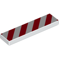 Visuel indicatif Rebrickable de Tuile 1 x 4 avec bandes de danger rouge et blanc Motif imprimé rouge (Tile 1 x 4 with Red and White Danger Stripes Red Print)