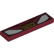 Visuel indicatif Rebrickable de Tuile 1 x 4 avec masque Iron Man et motif imprimé or 'STARK' (Tile 1 x 4 with Iron Man Mask and Gold 'STARK' Print)