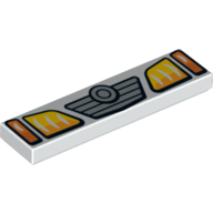 Visuel indicatif Rebrickable de Tuile 1 x 4 avec motif imprimé Phares jaunes et oranges (Tile 1 x 4 with Yellow and Orange Headlights Print)