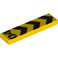 Visuel indicatif Rebrickable de Tuile 1 x 4 avec flèches d'avertissement et motif imprimé 04 (Tile 1 x 4 with Warning arrows and 04 Print)
