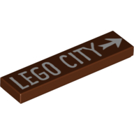 Visuel indicatif Rebrickable de Tuile 1 x 4 avec motif imprimé 'LEGO City' et flèche (Tile 1 x 4 with 'LEGO City' and Arrow Print)