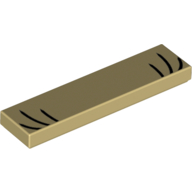Visuel indicatif Rebrickable de Tuile 1 x 4 avec lignes noires, fouets, motif imprimé cils (Tile 1 x 4 with Black Lines, Whiskers, Eyelashes Print)