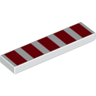 Visuel indicatif Rebrickable de Tuile 1 x 4 avec des carrés rouges, motif imprimé avertissement (Tile 1 x 4 with Red Squares, Warning Print)