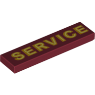 Visuel indicatif Rebrickable de Tuile 1 x 4 avec motif imprimé jaune 'Service' (Tile 1 x 4 with Yellow 'Service' Print)