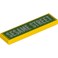 Visuel indicatif Rebrickable de Tuile 1 x 4 avec champ vert, blanc 'Sesame Street' imprimé (Tile 1 x 4 with Green Field, White 'Sesame Street' Print)