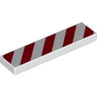 Visuel indicatif Rebrickable de Tuile 1 x 4 avec bandes de danger rouge et blanc Motif imprimé rouge (Tile 1 x 4 with Red and White Danger Stripes Red Print)
