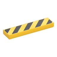 Visuel indicatif Rebrickable de Tuile 1 x 4 avec motif imprimé noir rayures diagonales (Tile 1 x 4 with Black Diagonal Stripes Print)