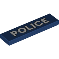 Visuel indicatif Rebrickable de Tuile 1 x 4 avec motif imprimé blanc 'POLICE' (Tile 1 x 4 with White 'POLICE' Print)