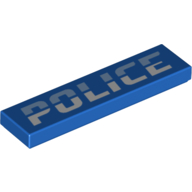Visuel indicatif Rebrickable de Tuile 1 x 4 avec motif imprimé 'POLICE' (Tile 1 x 4 with 'POLICE' Print)