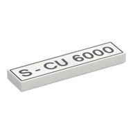 Visuel indicatif Rebrickable de Tuile 1 x 4 avec motif imprimé 'S-CU 6000' (Tile 1 x 4 with 'S-CU 6000' Print)
