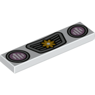 Visuel indicatif Rebrickable de Tuile 1 x 4 avec phares, calandre et fleurs motif imprimé (Tile 1 x 4 with Headlights, Grille, and Flowers Print)
