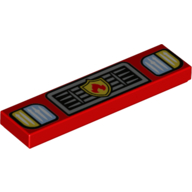 Visuel indicatif Rebrickable de Tuile 1 x 4 avec Phares, calandre et feu Logo imprimé (Tile 1 x 4 with Headlights, Grille, and Fire Logo Print)