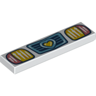 Visuel indicatif Rebrickable de Tuile 1 x 4 avec phare, gril azur moyen, motif imprimé cœur jaune (Tile 1 x 4 with Headlight, Medium Azure Grill, Yellow Heart Print)