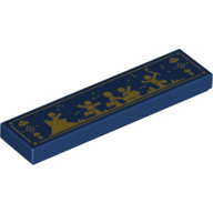 Visuel indicatif Rebrickable de Tuile 1 x 4 avec des silhouettes dorées de personnages jouant dans la neige / motif imprimé de glace (Tile 1 x 4 with Golden Silhouettes of Figures Playing In Snow/Ice Print)