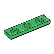 Visuel indicatif Rebrickable de Tuile 1 x 4 avec Symboles Circulaires Ornés, Argent courbé (Tile 1 x 4 with Ornate Circular Symbols, Silver Curved Lines Print)