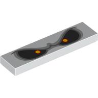 Tuile 1 x 4 avec yeux noirs, motif imprimé pupilles jaunes (Tile 1 x 4 with Black Eyes, Yellow Pupils Print)