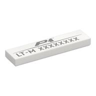 Visuel indicatif Rebrickable de Tuile 1 x 4 avec symbole P1, code imprimé (Tile 1 x 4 with P1 Symbol, Code Print)